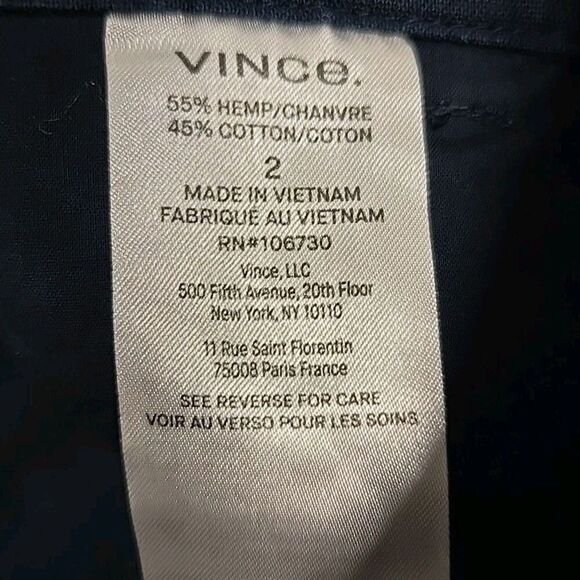 VINCE High Waisted Shorts 4" Hemp Cotton Coastal Casual Navy Blue Women’s Size 2 - Picture 6 of 8